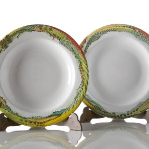 Piatto fondo Paesaggio in ceramica dipinta a mano - Servizio piatti di Materia Ceramica