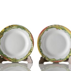Piatto frutta in ceramica dipinto a mano - Paesaggio by Materia Ceramica Piatto frutta Paesaggio in ceramica dipinta a mano - Servizio piatti di Materia Ceramica
