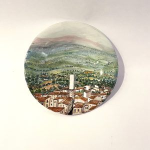 Piattino in ceramica"paesaggio perugino Torre degli Sciri"