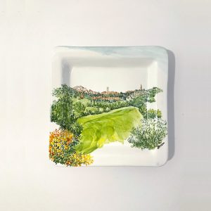 Piatto quadrato in ceramica collezione paesaggio "Skyline Perugia"