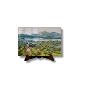 Mattonella in ceramica "Paesaggio" dipinta a mano