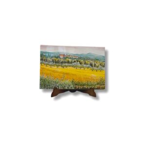 Mattonella in ceramica "Campo di grano" dipinta a mano