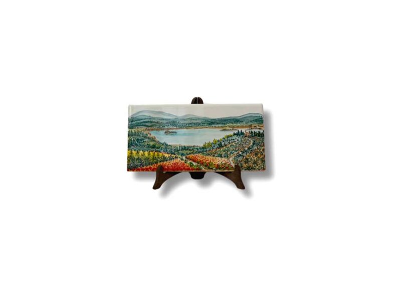 Mattonella Lago in ceramica dipinta a mano da Materia Ceramica Umbria Perugia