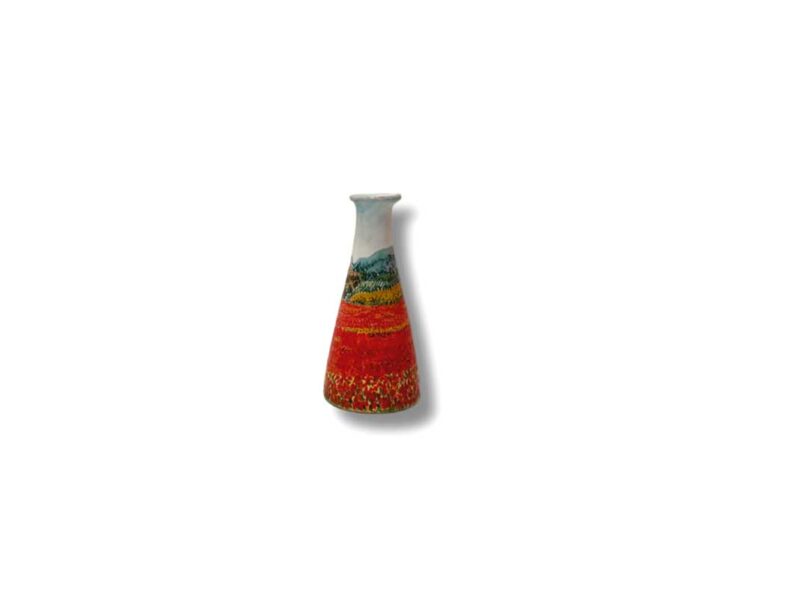 Vasetto in ceramica "Campo di papaveri" dipinto a mano da Materia Ceramica Umbria Perugia
