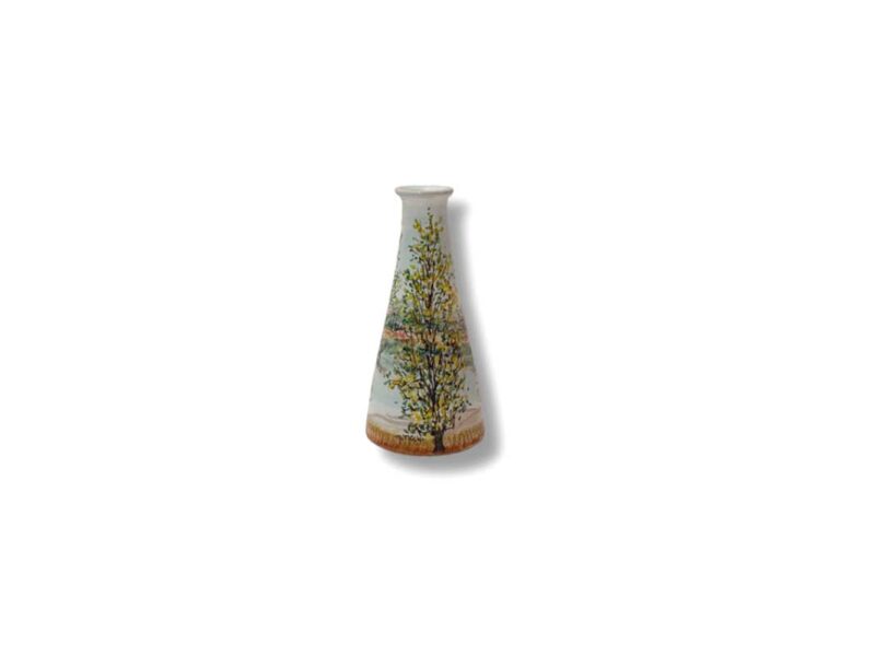 Vasetto in ceramica "Paesaggio primaverile" dipinto a mano da Materia Ceramica Umbria Perugia
