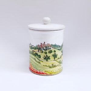 Barattolo in ceramica "primavera" dipinto a mano
