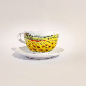 Tazza da colazione in ceramica "Girasoli" dipinta a mano