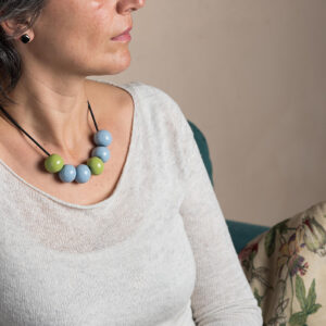 collana ceramica perle verde e celeste