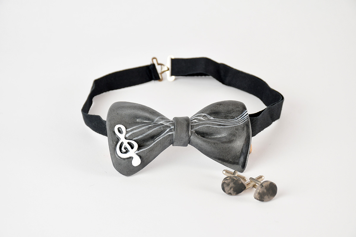 Papillon in ceramica "chiave di violino" - immagine 3