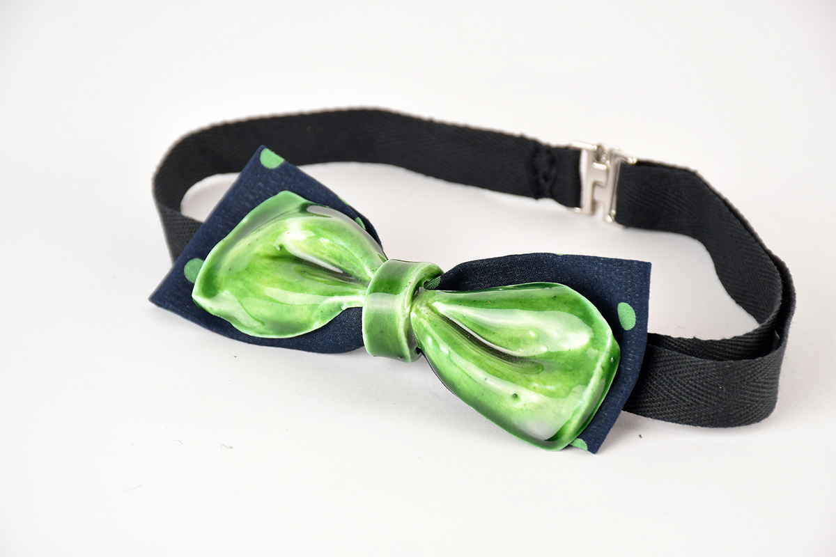 Papillon in ceramica e stoffa "verde" - Image 2